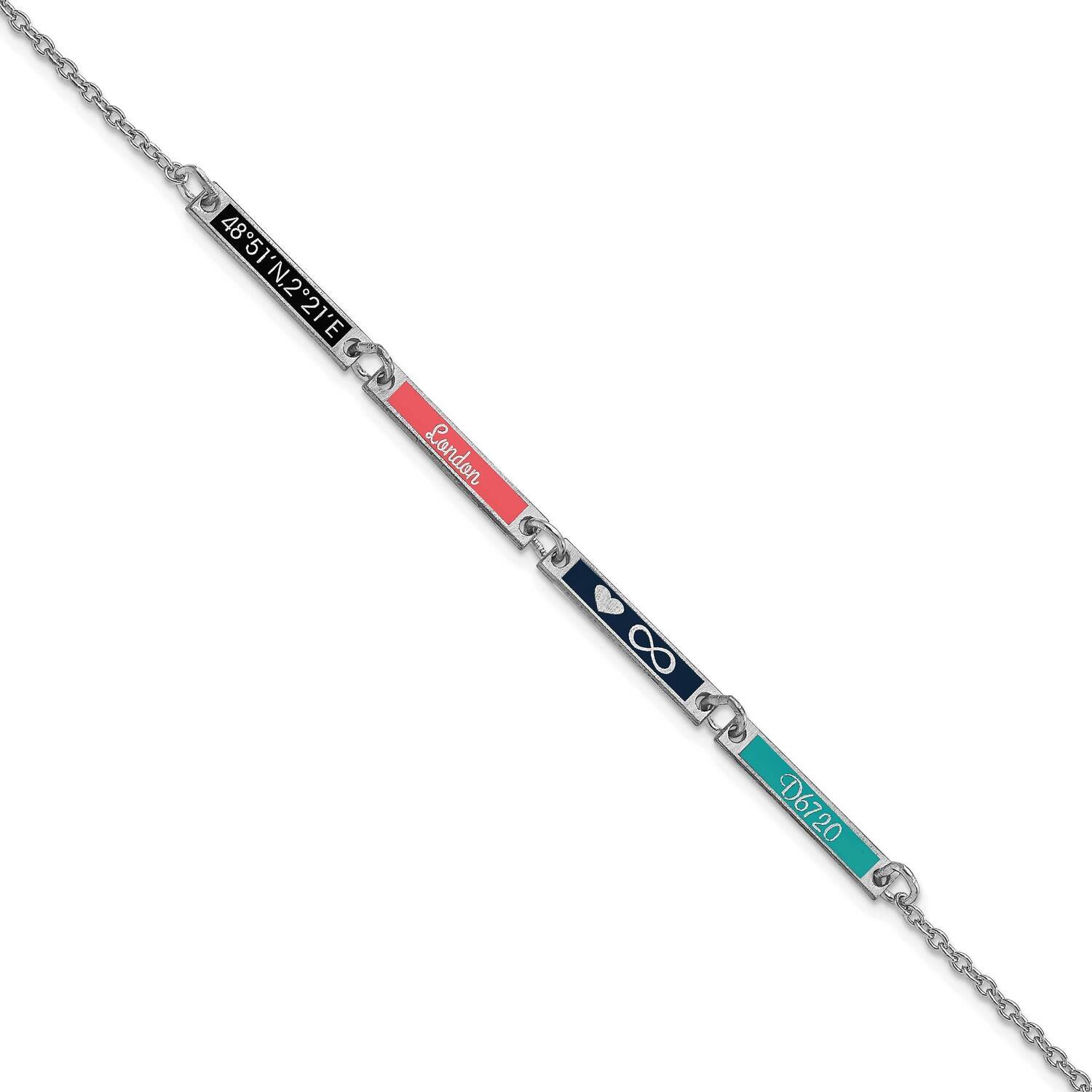 Brushed Epoxied 4 Station Bracelet Sterling Silver Rhodium-plated XNA1183/4SS, MPN: XNA1183/4SS,