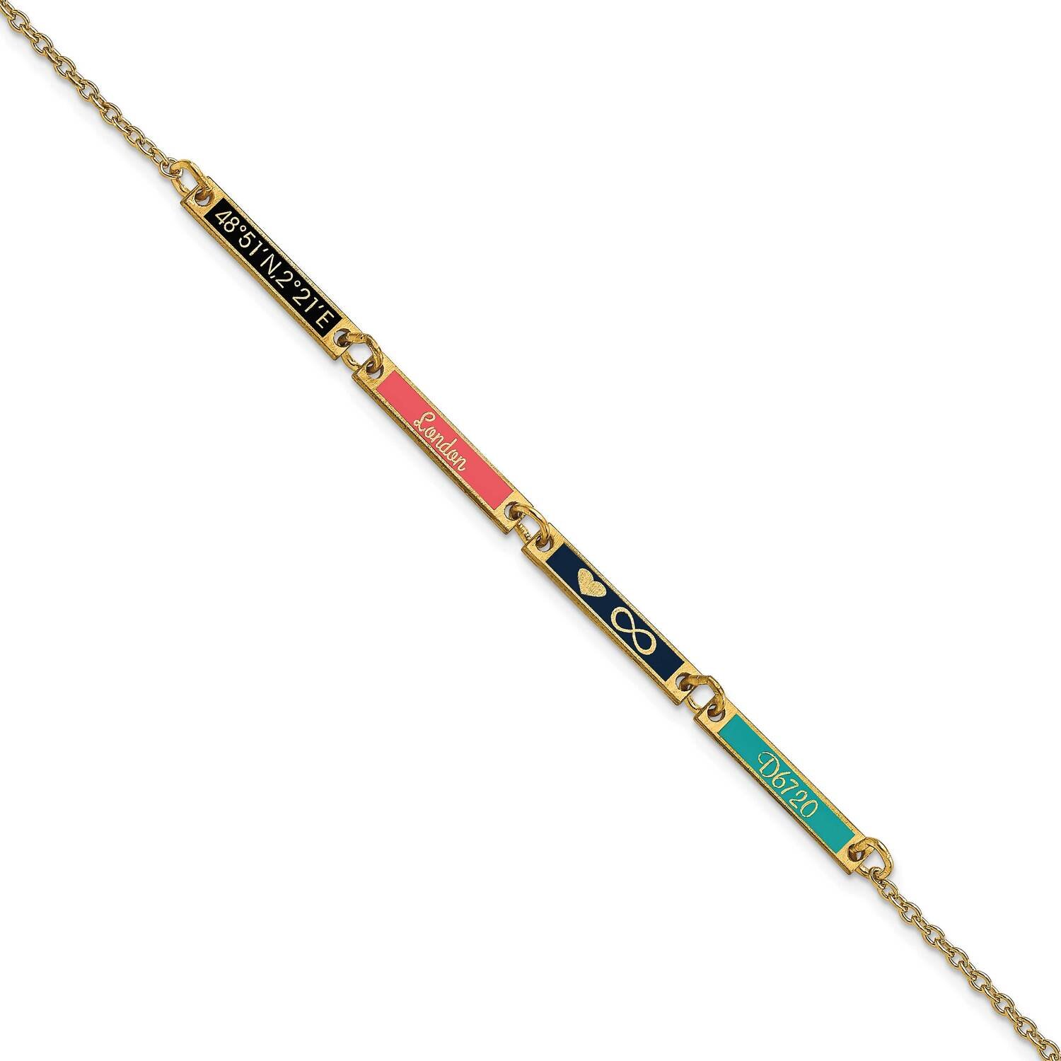 Epoxied 4 Station Bracelet 7 Inch 14k Gold Brushed XNA1183/4Y, MPN: XNA1183/4Y,