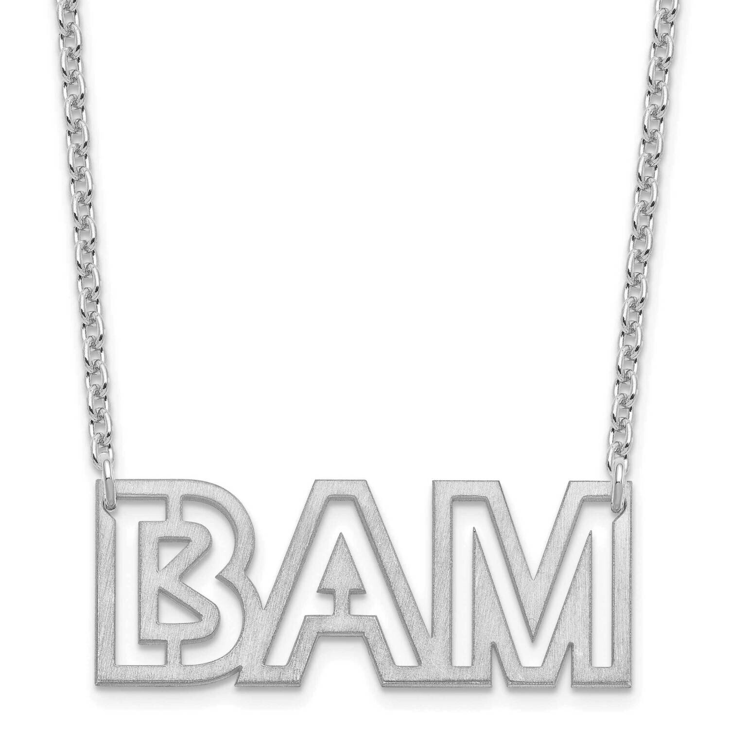 Small Brushed 3 Letter Necklace Sterling Silver Rhodium-plated XNA1187SS