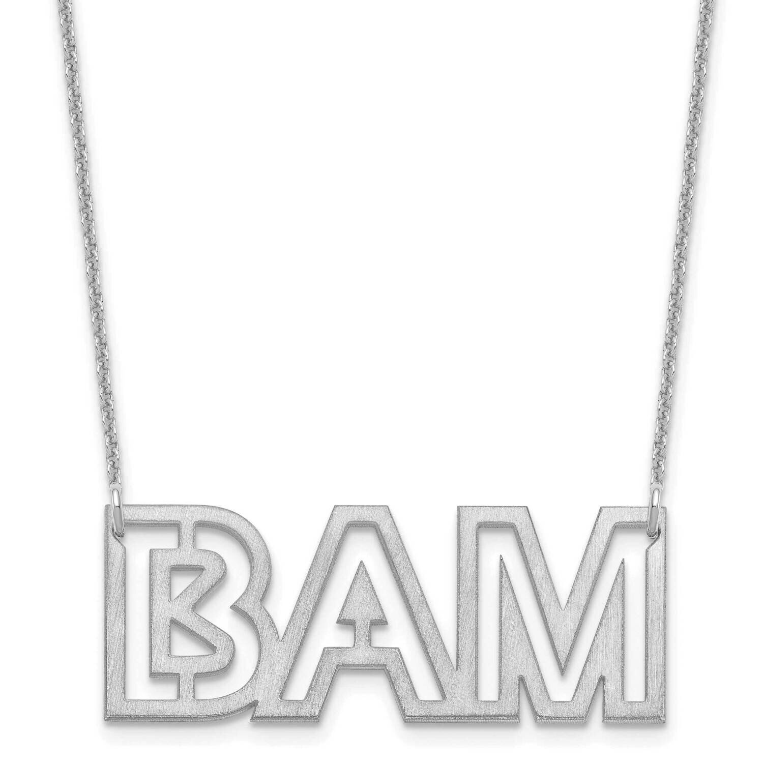 Small Brushed 3 Letter Necklace 14k White Gold XNA1187W