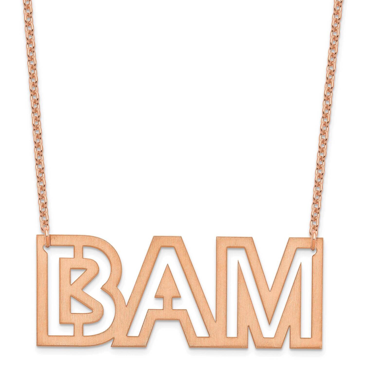 Large Brushed 3 Letter Necklace Sterling Silver Rose-plated XNA1189RP, MPN: XNA1189RP,