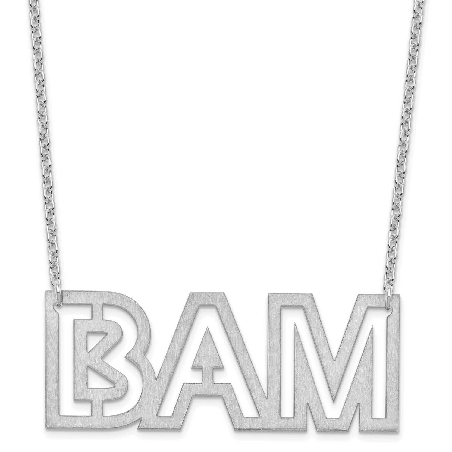 Large Brushed 3 Letter Necklace Sterling Silver Rhodium-plated XNA1189SS