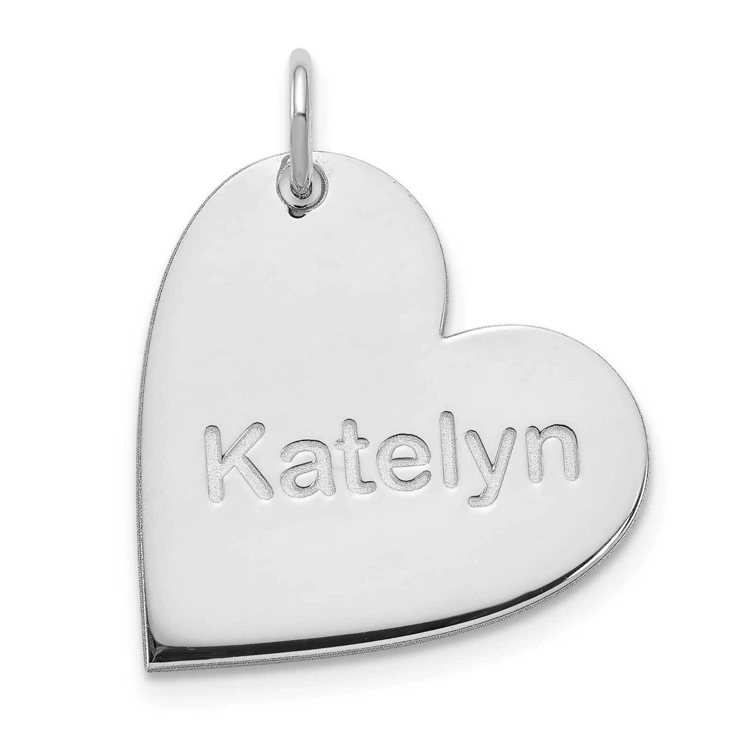 Personalized Heart Charm Sterling Silver Rhodium-plated XNA1196SS