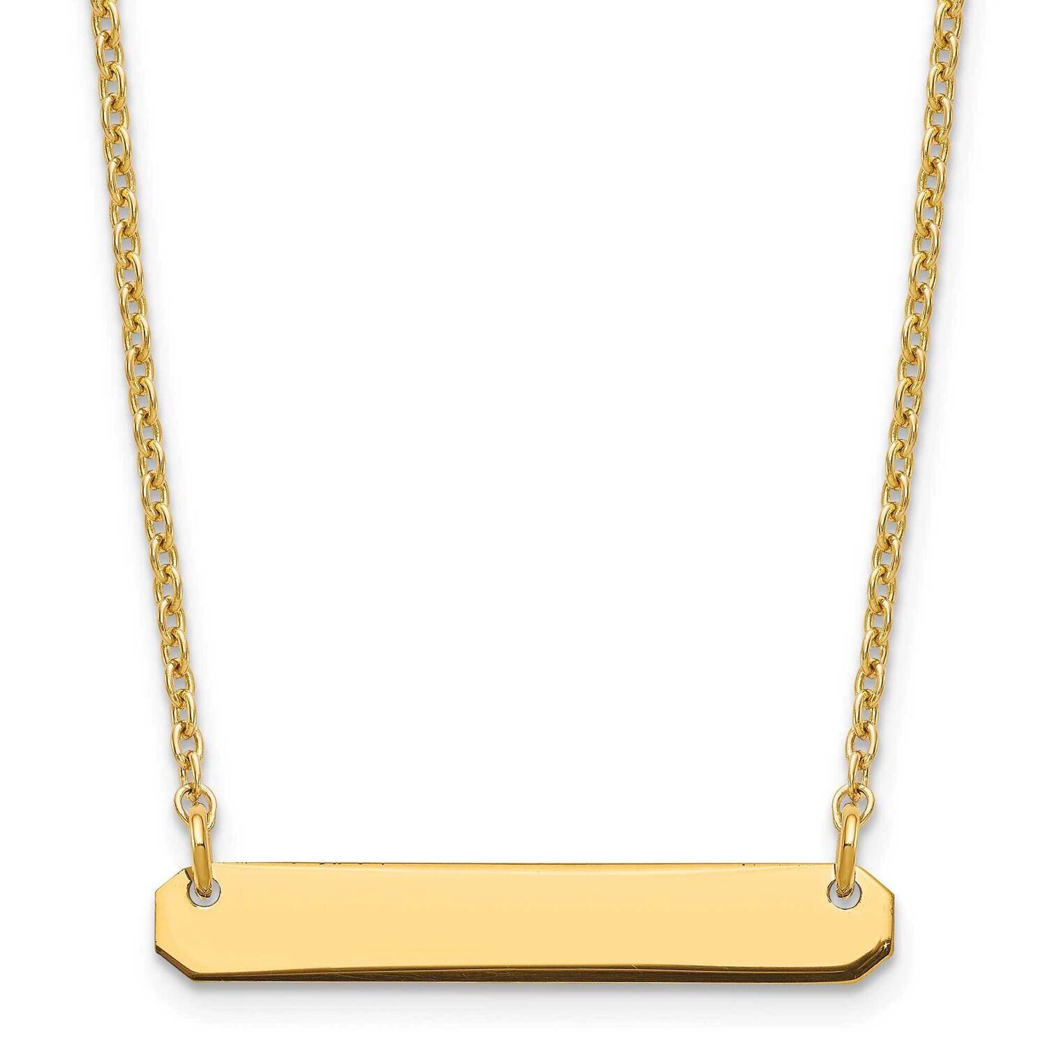 Small Polished Blank Bar Necklace Sterling Silver Gold-plated XNA1198GP, MPN: XNA1198GP,