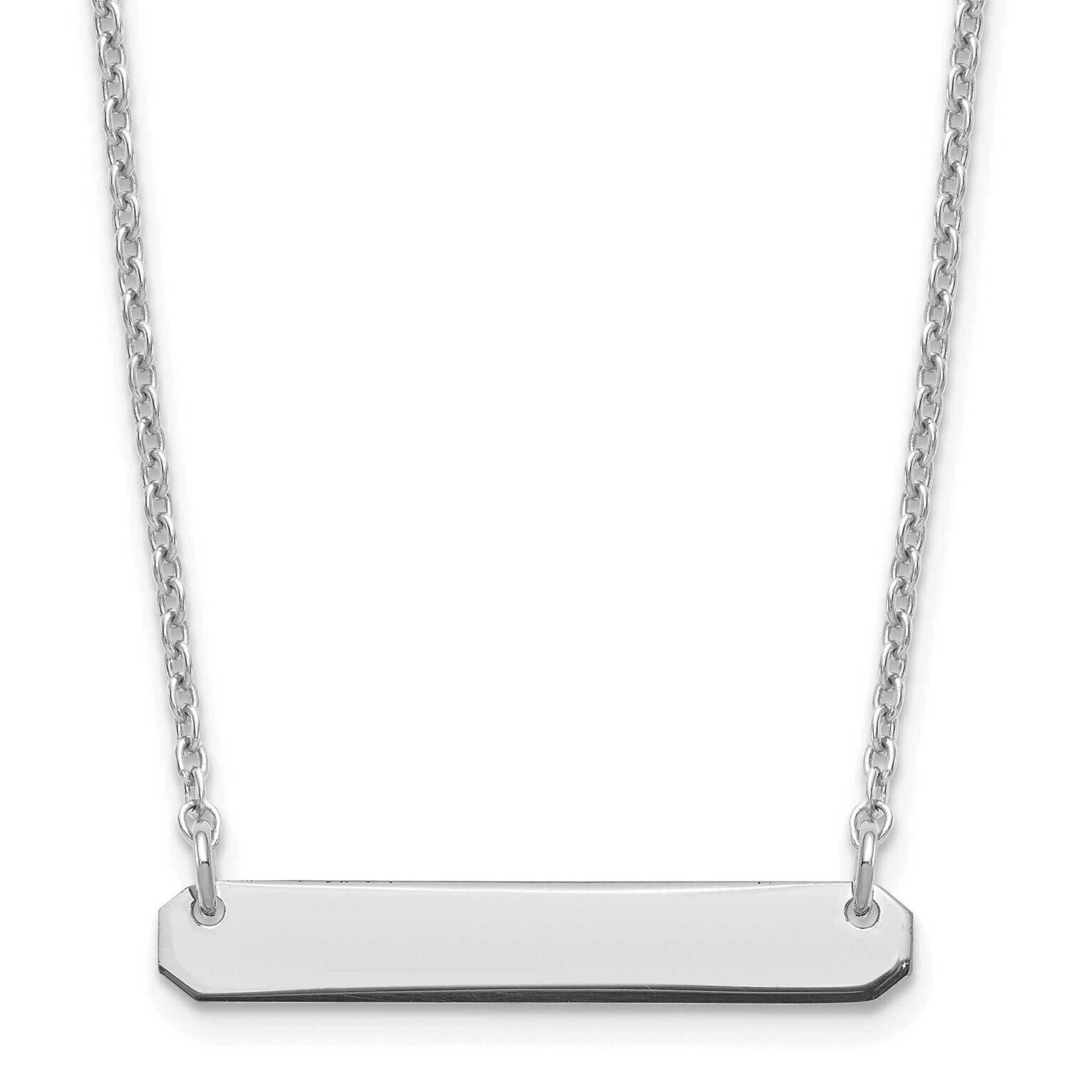 Small Polished Blank Bar Necklace Sterling Silver Rhodium-plated XNA1198SS
