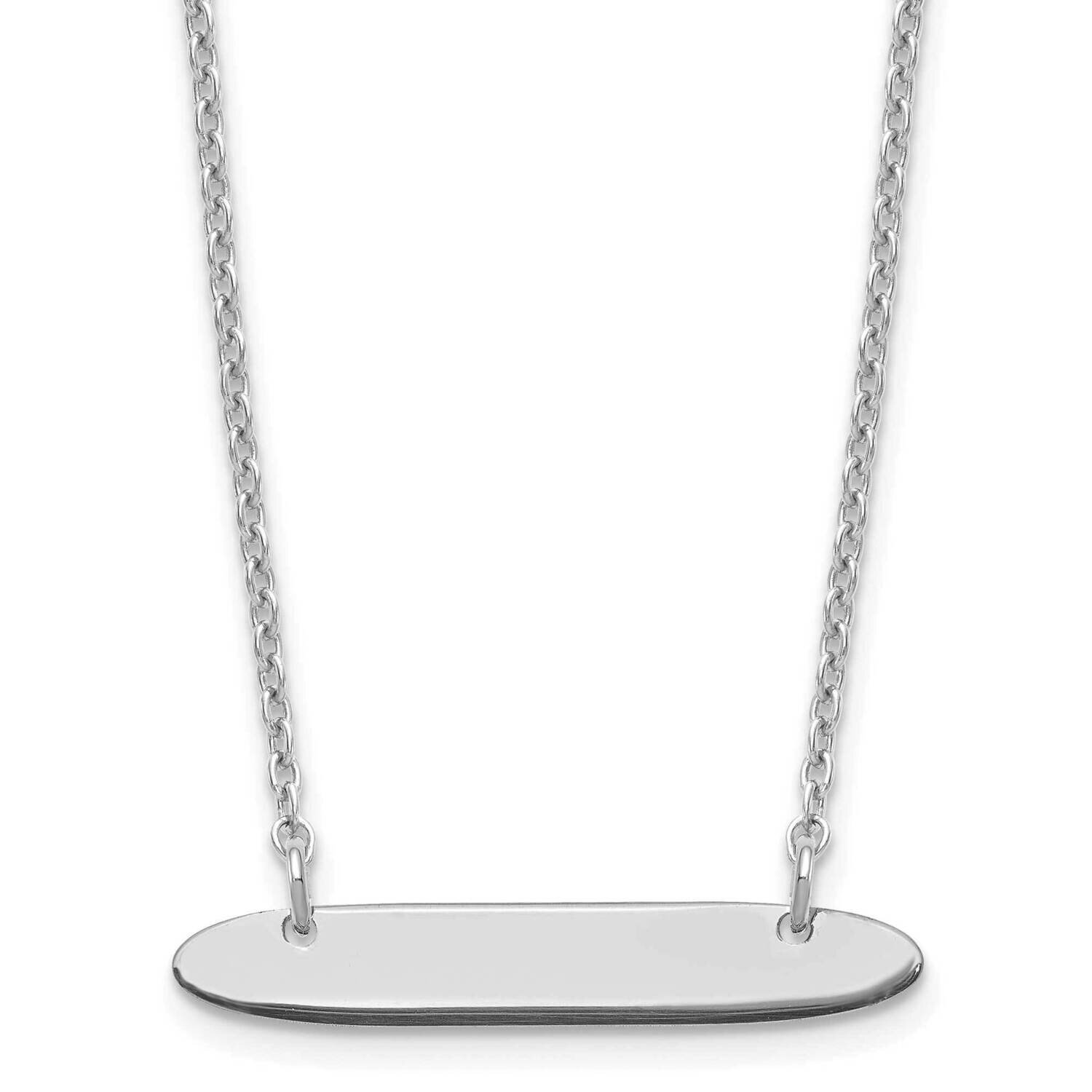 Small Polished Oblong Blank Bar Necklace Sterling Silver Rhodium-plated XNA1199SS