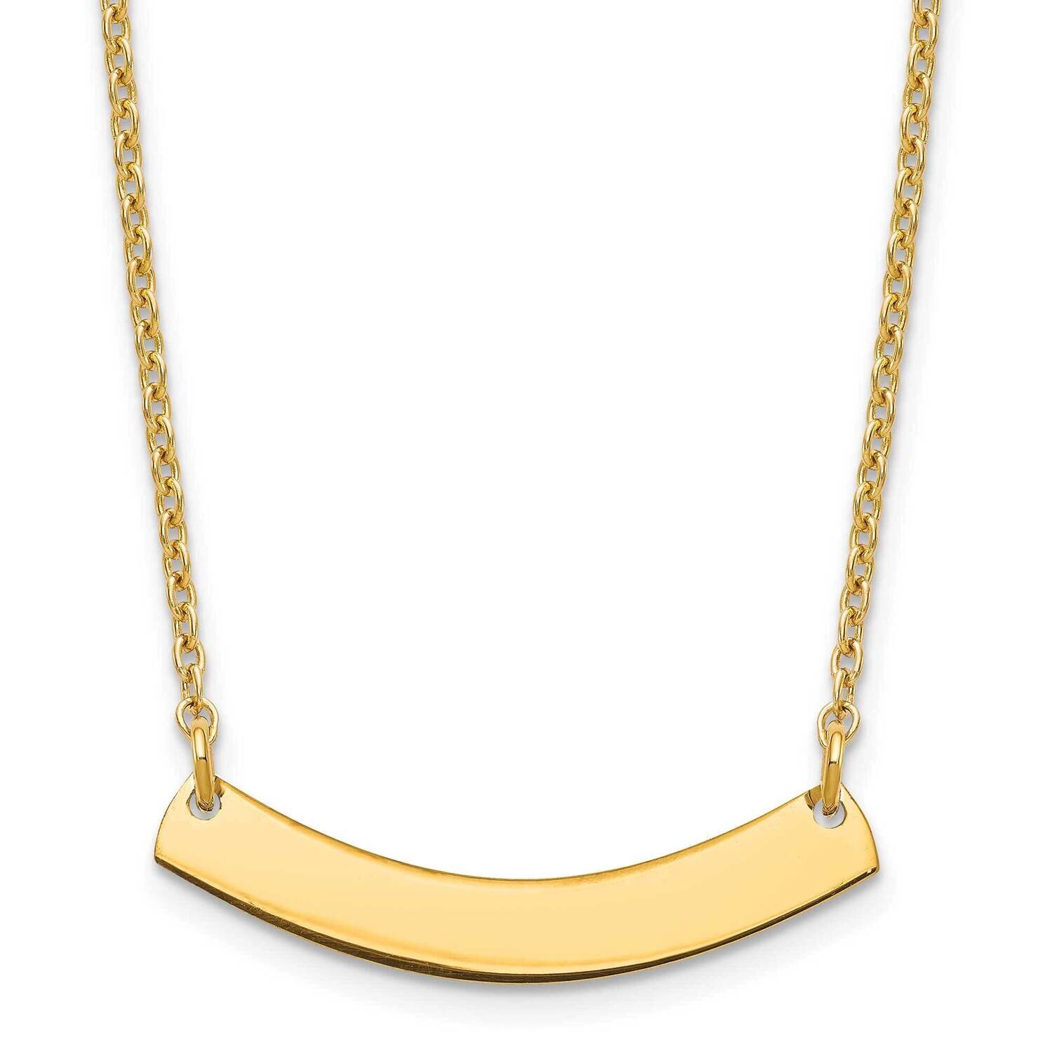 Small Polished Curved Blank Bar Necklace Gold-plated Sterling Silver XNA1200GP, MPN: XNA1200GP,