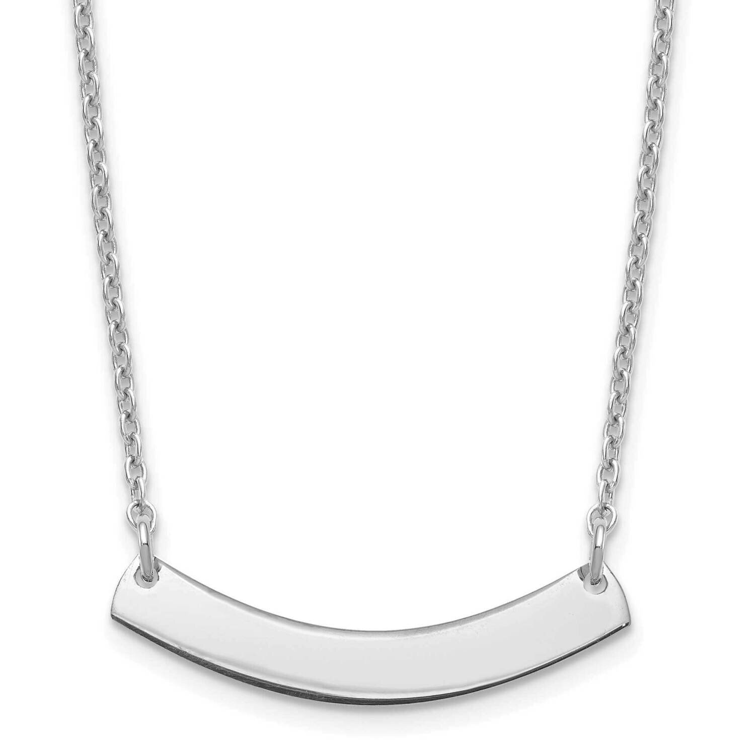 Small Polished Curved Blank Bar Necklace Sterling Silver Rhodium-plated XNA1200SS