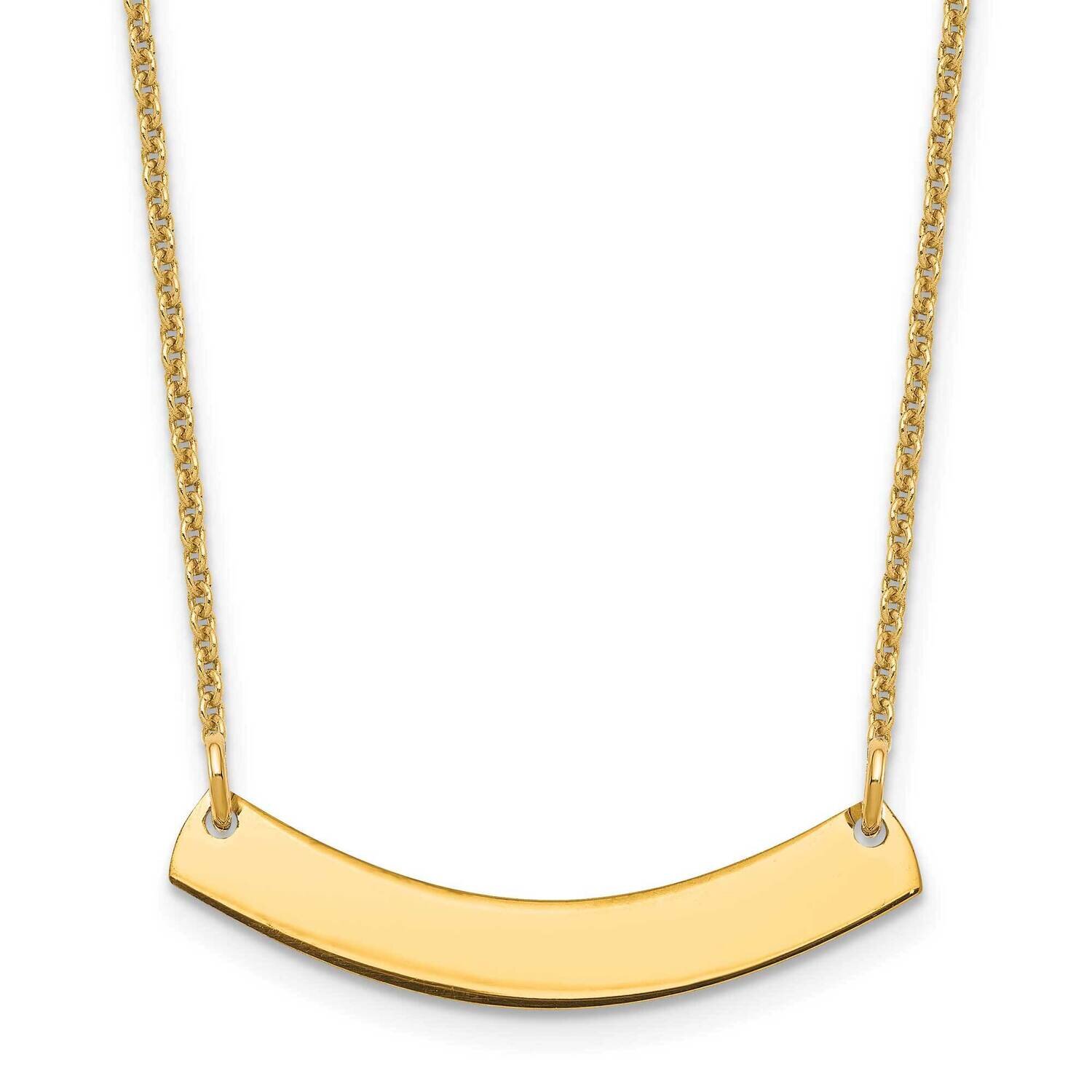 Small Polished Curved Blank Bar Necklace 14k Gold XNA1200Y, MPN: XNA1200Y,