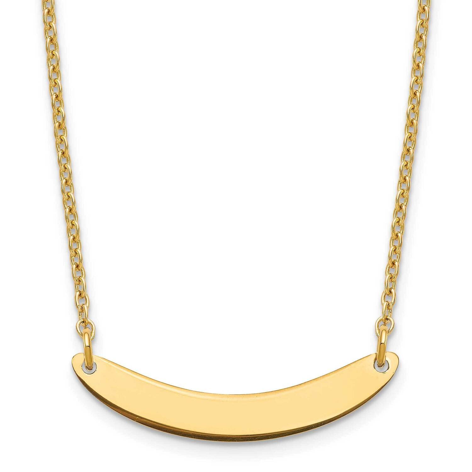 Small Polished Curved Blank Bar Necklace Sterling Silver Gold-plated XNA1201GP, MPN: XNA1201GP,