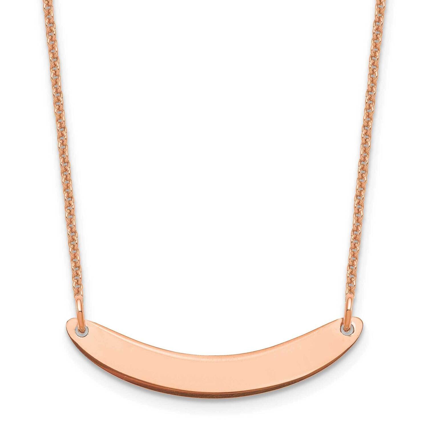 Polished Small Curved Blank Bar Necklace 14k Rose Gold Small XNA1201R, MPN: XNA1201R,
