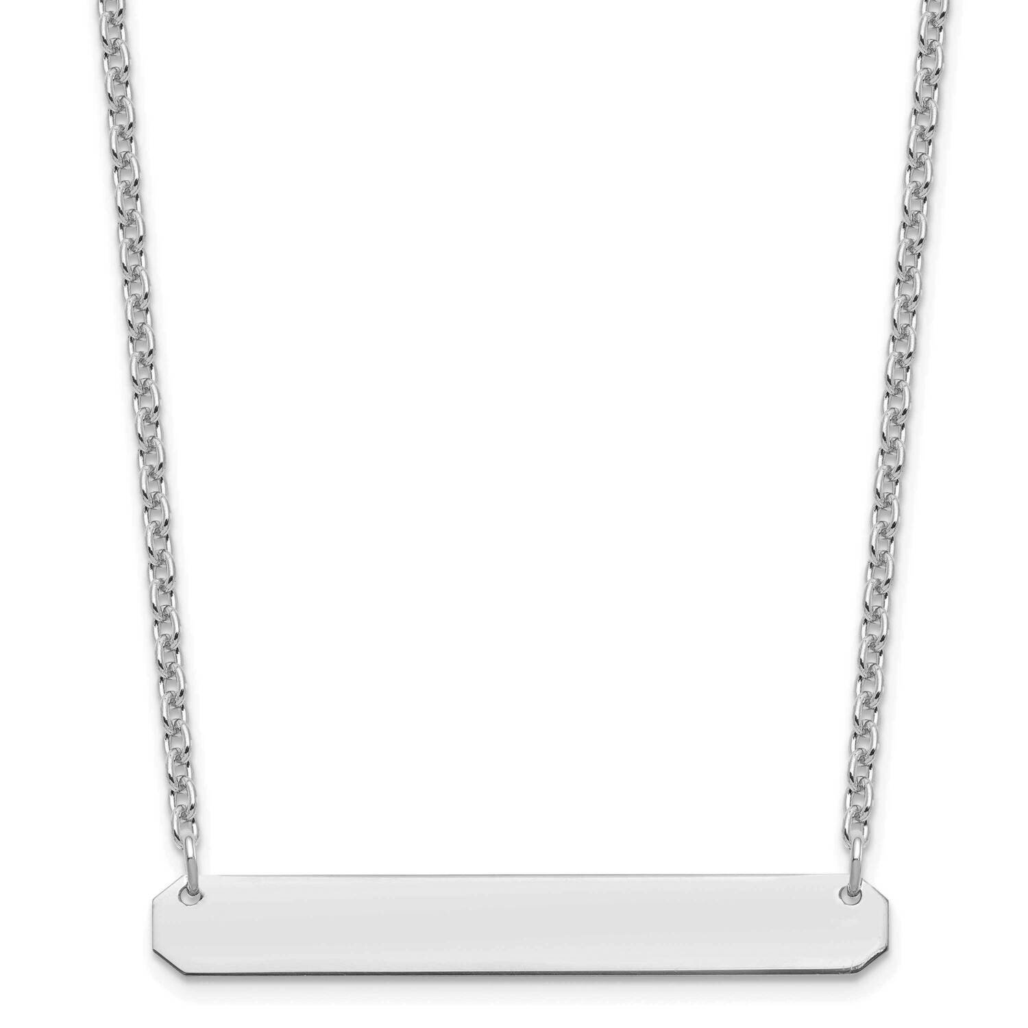 Medium Polished Blank Bar Necklace Sterling Silver Rhodium-plated XNA1203SS
