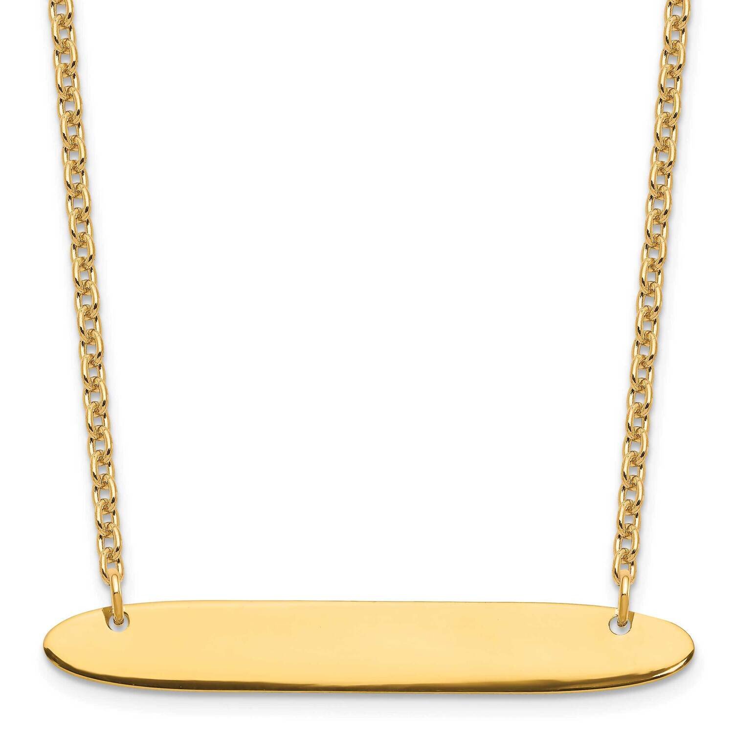 Medium Polished Oblong Blank Bar Necklace Sterling Silver Gold-plated XNA1204GP, MPN: XNA1204GP,