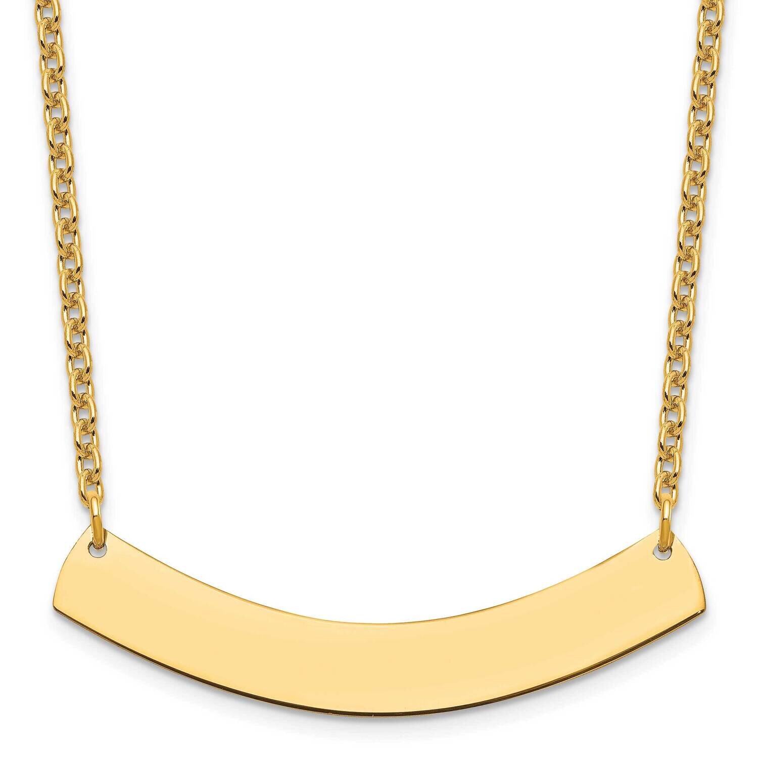 Medium Polished Curved Blank Bar Necklace Gold-plated Sterling Silver XNA1205GP, MPN: XNA1205GP,