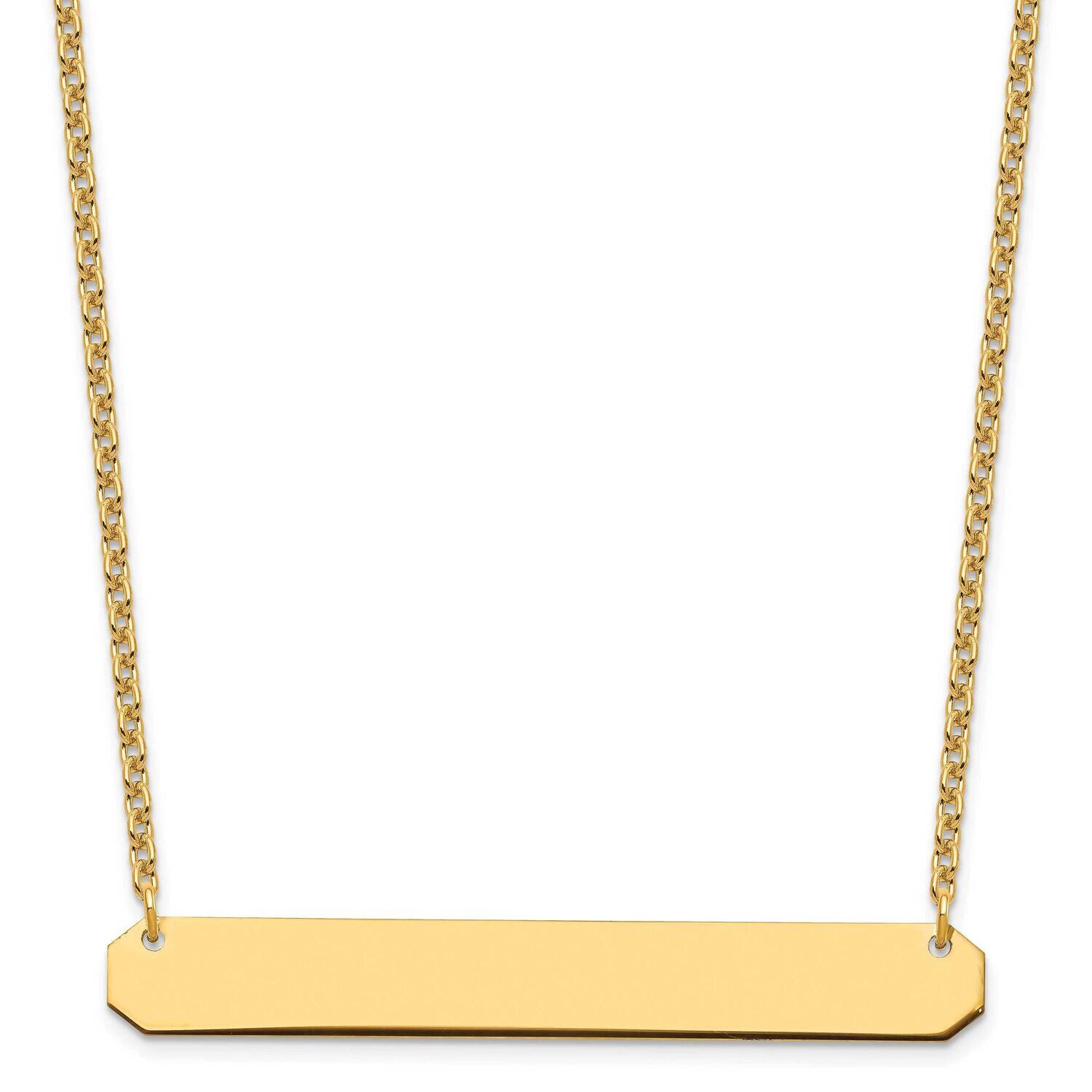 Large Polished Blank Bar Necklace Sterling Silver Gold-plated XNA1208GP, MPN: XNA1208GP,