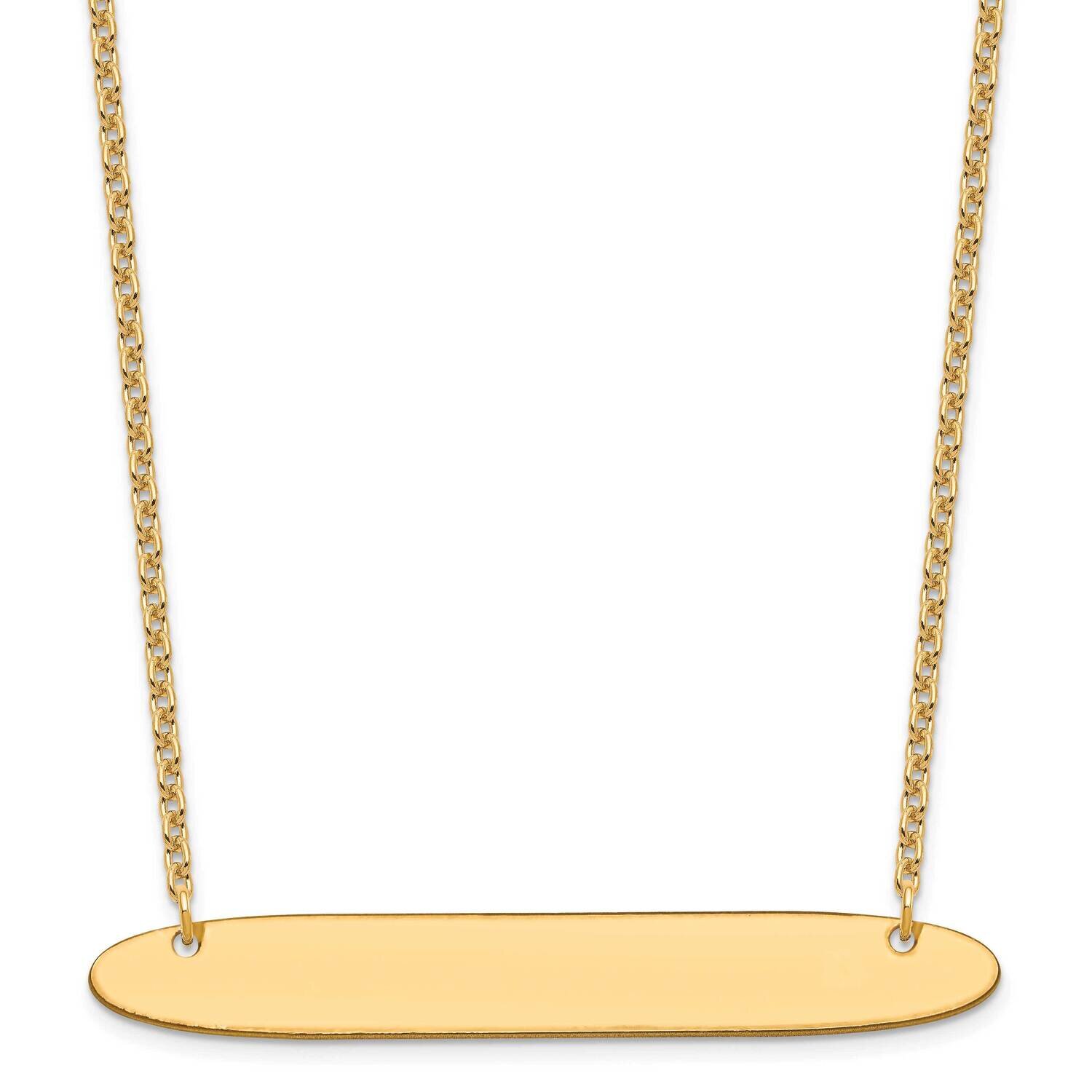 Large Polished Oblong Blank Bar Necklace Sterling Silver Gold-plated XNA1209GP, MPN: XNA1209GP,