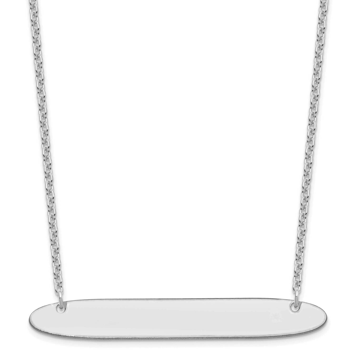 Large Polished Oblong Blank Bar Necklace Sterling Silver Rhodium-plated XNA1209SS, MPN: XNA1209SS,