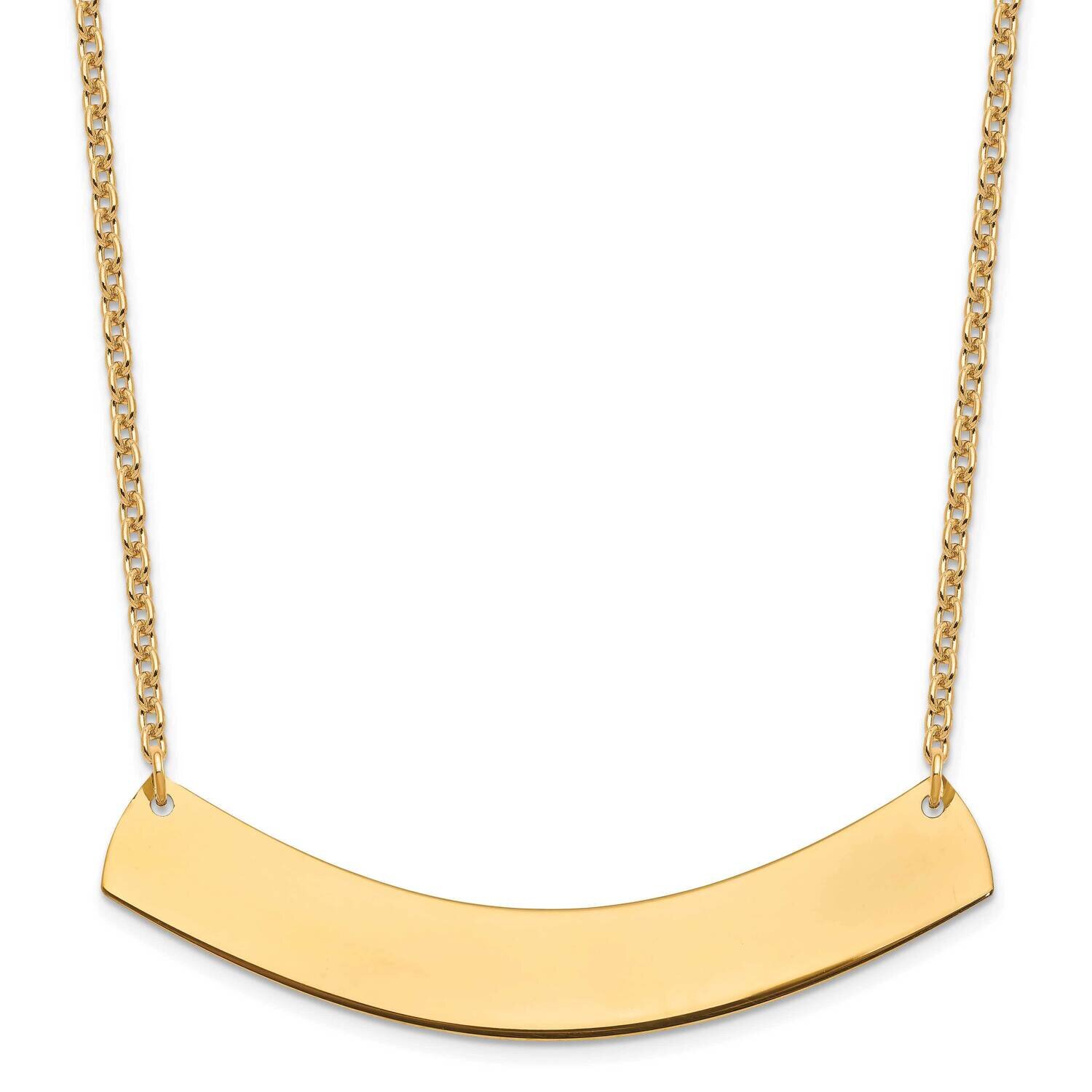 Large Polished Curved Blank Bar Necklace Gold-plated Sterling Silver XNA1210GP, MPN: XNA1210GP,