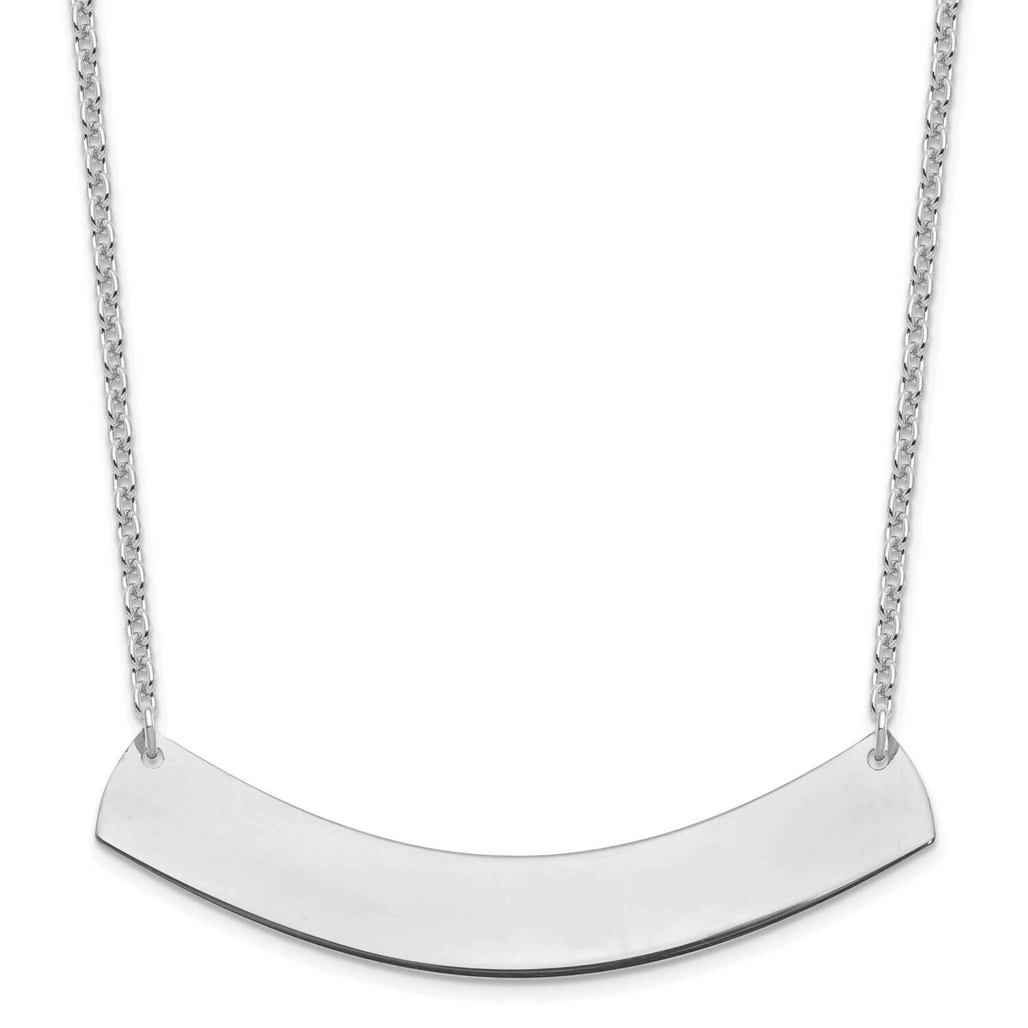 Large Polished Curved Blank Bar Necklace Sterling Silver Rhodium-plated XNA1210SS