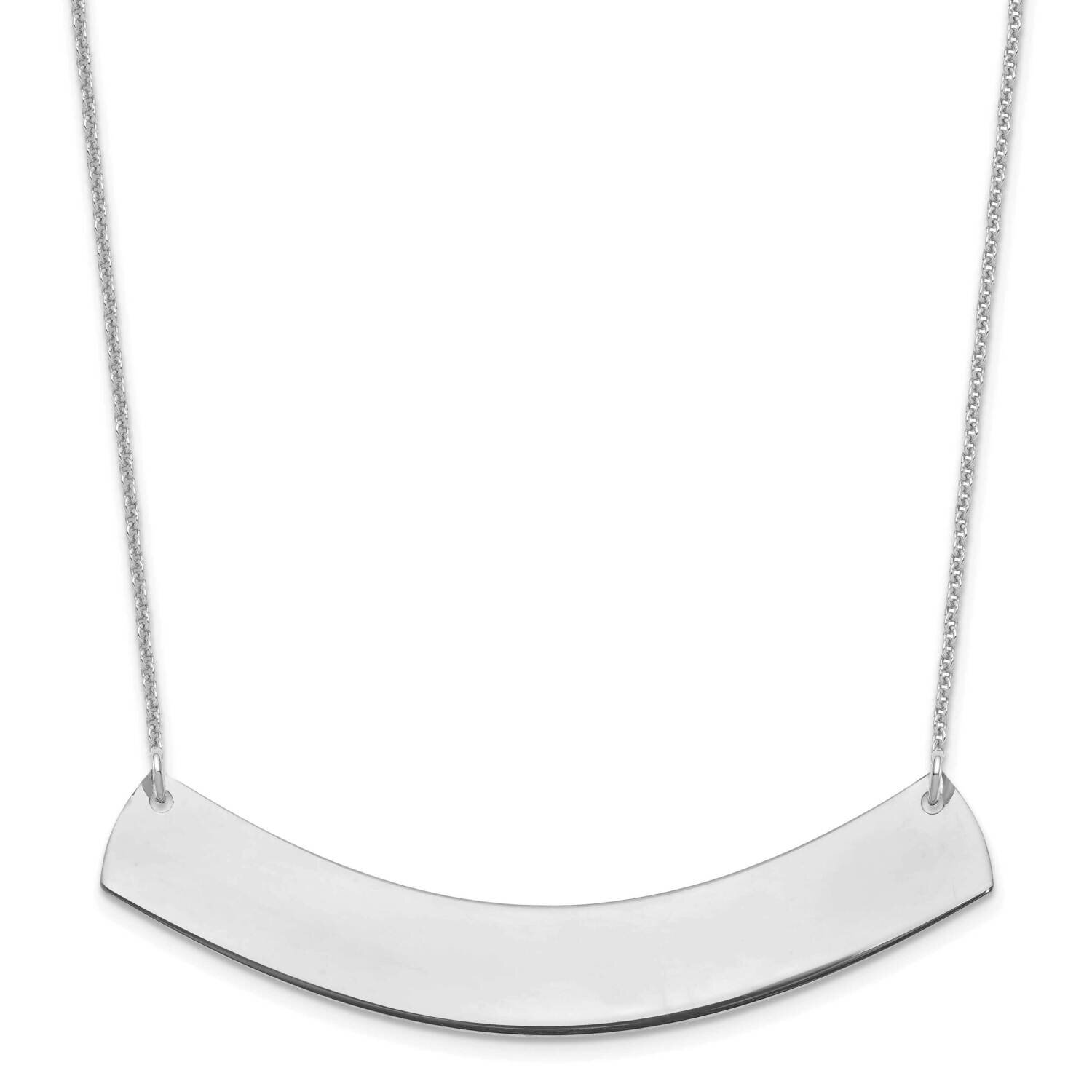 Polished Curved Blank Bar Necklace 14k White Gold Large XNA1210W