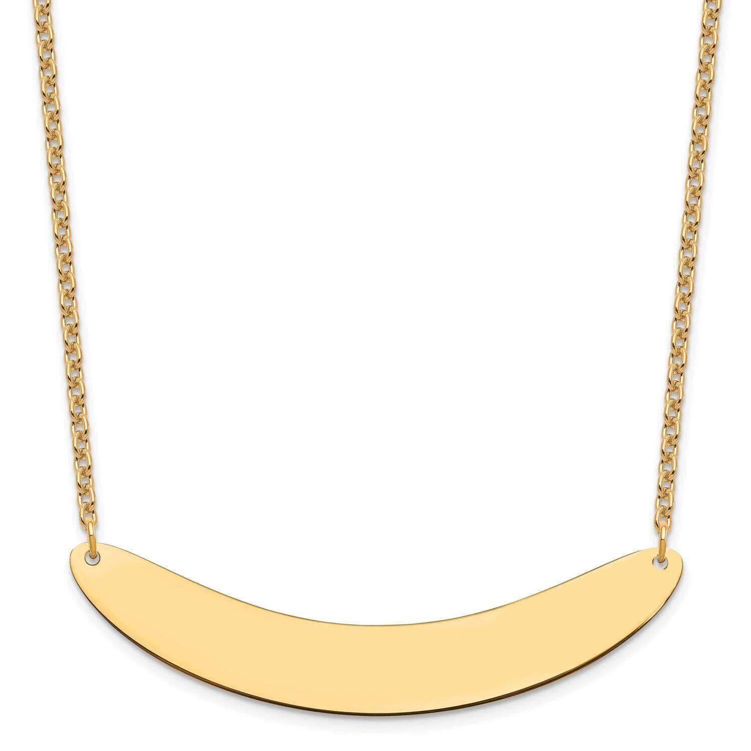 Large Polished Curved Blank Bar Necklace Gold-plated Sterling Silver XNA1211GP, MPN: XNA1211GP,