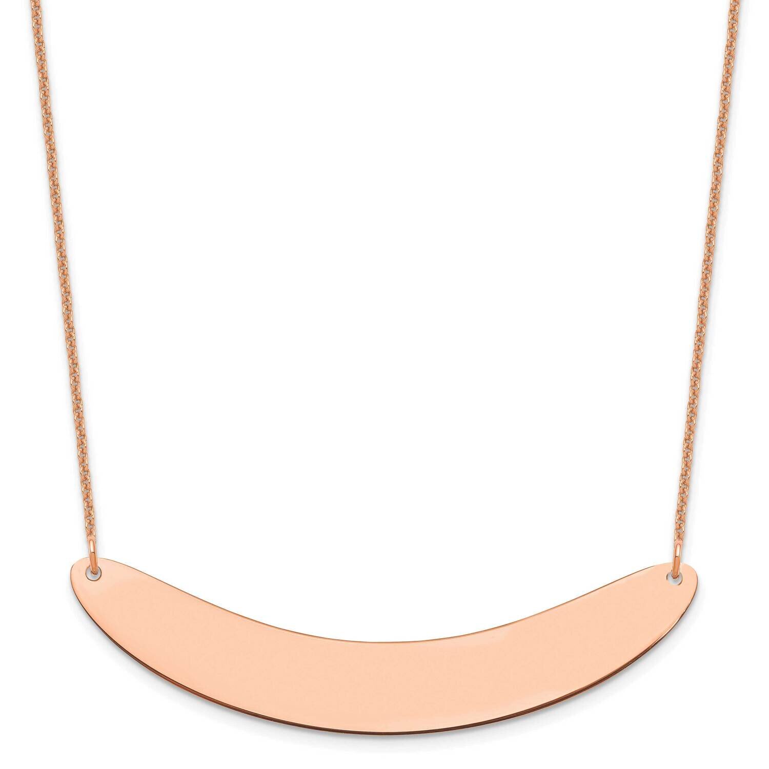Polished Curved Blank Bar Necklace 14k Rose Gold Large XNA1211R