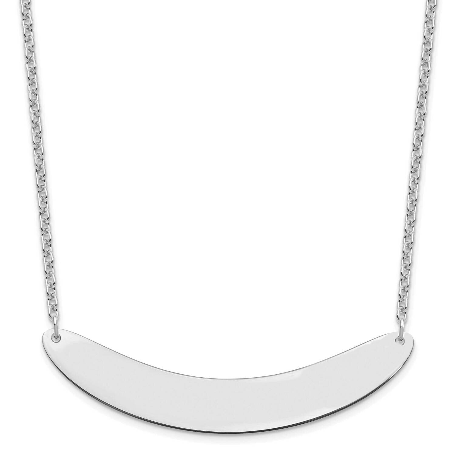 Large Polished Curved Blank Bar Necklace Sterling Silver Rhodium-plated XNA1211SS