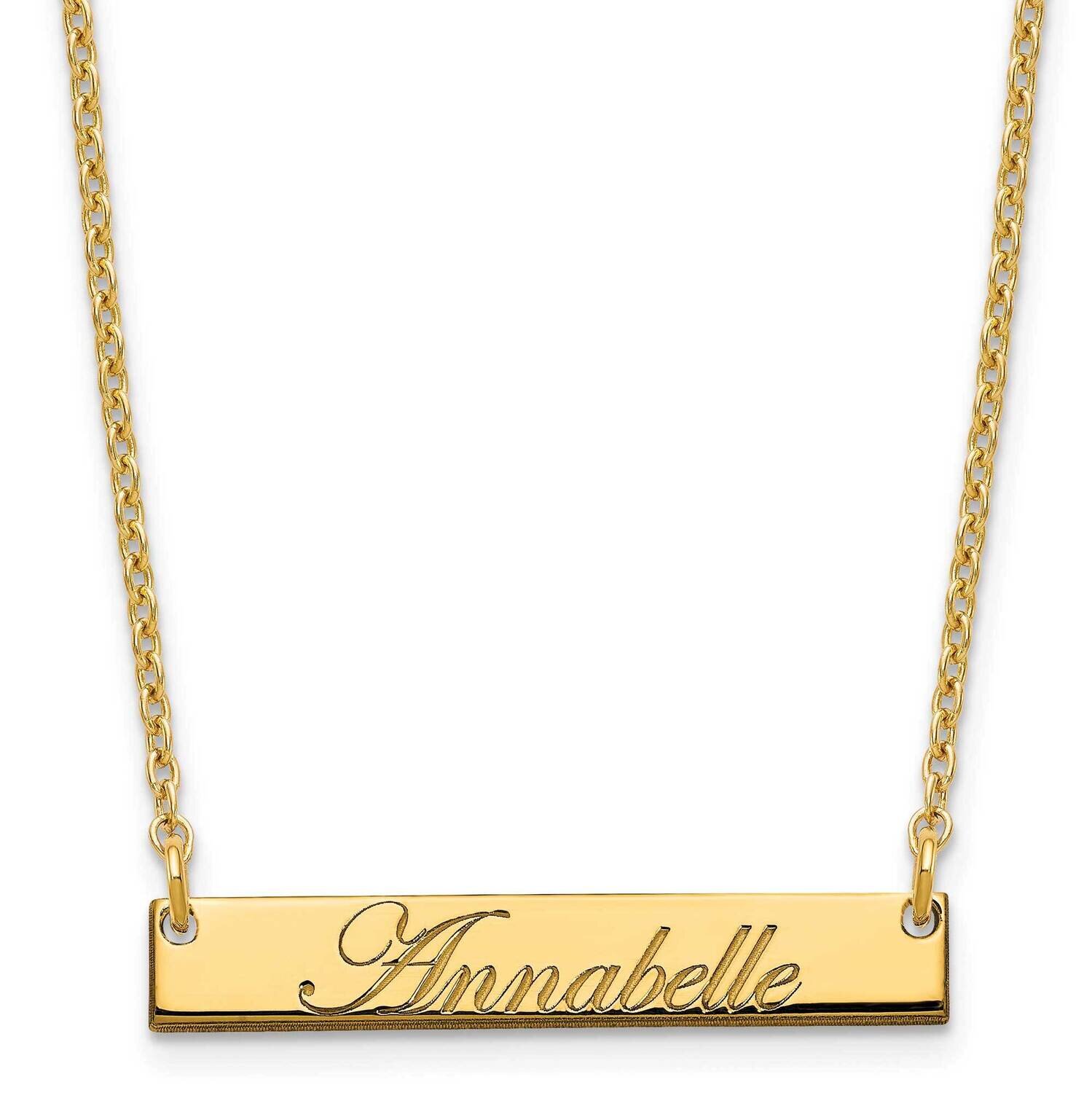 Small Polished Edwardian Script Bar Necklace Gold-plated Sterling Silver XNA1214GP, MPN: XNA1214GP,