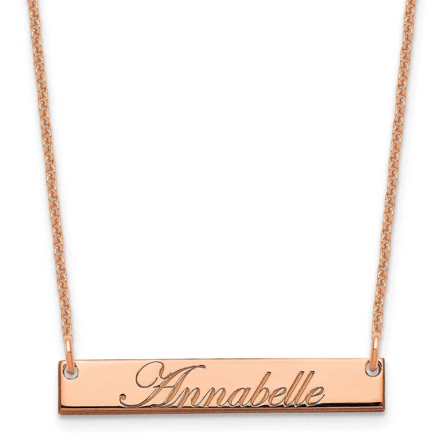 Polished Edwardian Script Bar Necklace 14k Rose Gold Small XNA1214R, MPN: XNA1214R,