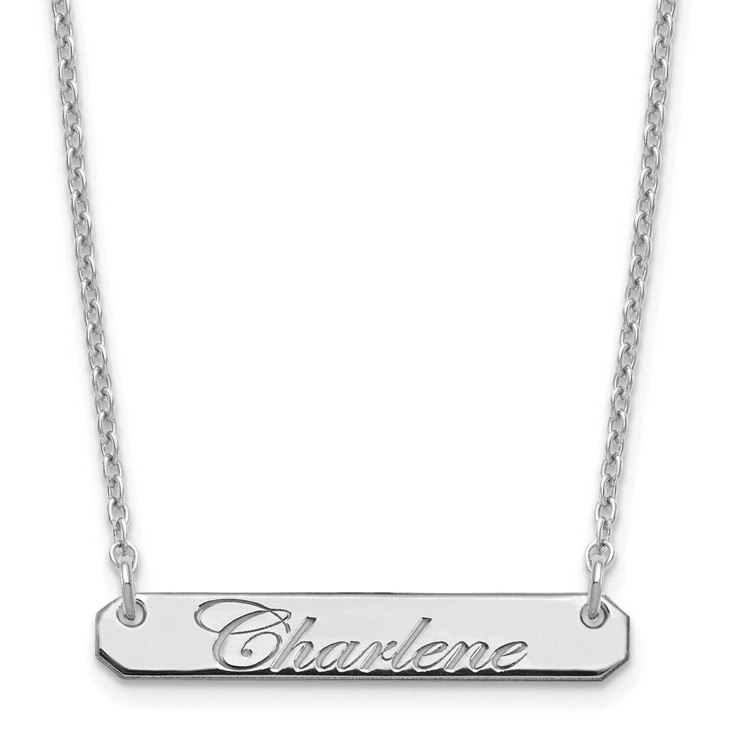 Small Polished Edwardian Script Bar Necklace Sterling Silver Rhodium-plated XNA1215SS, MPN: XNA1215…