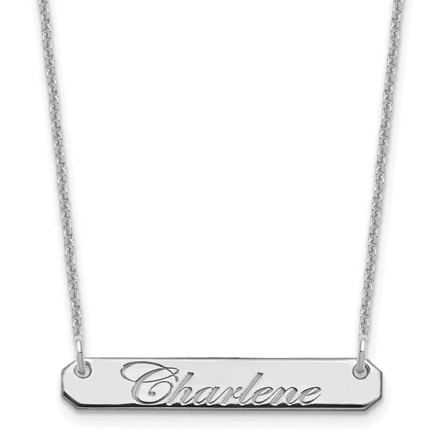 Polished Edwardian Script Bar Necklace 14k White Gold Small XNA1215W, MPN: XNA1215W,