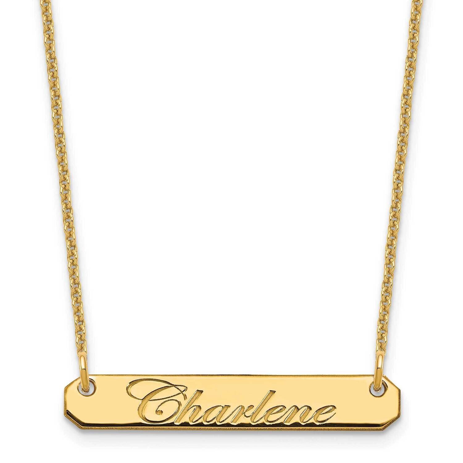 Polished Edwardian Script Bar Necklace 14k Gold Small XNA1215Y, MPN: XNA1215Y,