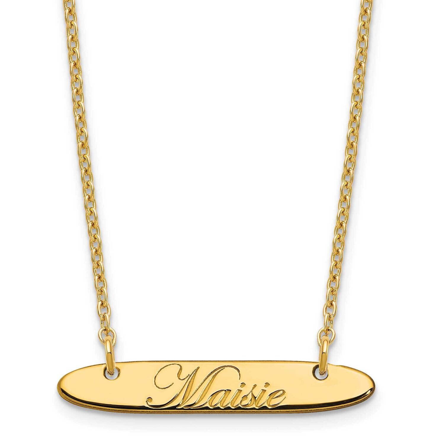 Small Polished Oblong Edwardian Script Bar Necklace Gold-plated Sterling Silver XNA1216GP, MPN: XNA…