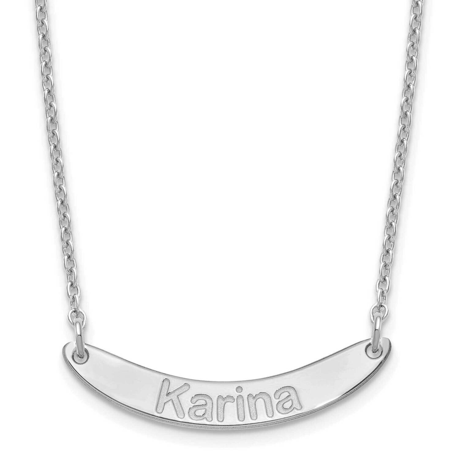 Small Polished Curved Arial Rounded Bar Necklace Sterling Silver Rhodium-plated XNA1218SS