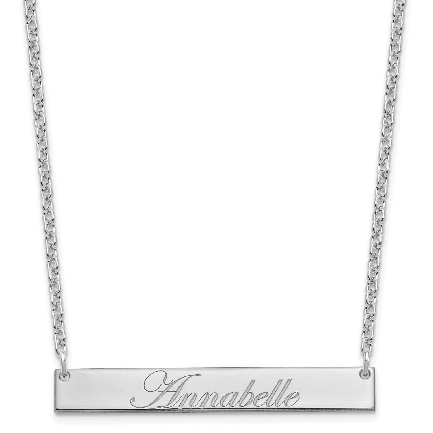 Medium Polished Edwardian Script Bar Necklace Sterling Silver Rhodium-plated XNA1219SS, MPN: XNA121…