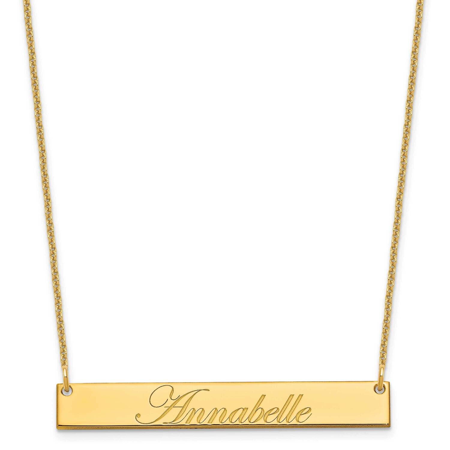 Polished Edwardian Script Bar Necklace 14k Gold Medium XNA1219Y, MPN: XNA1219Y,