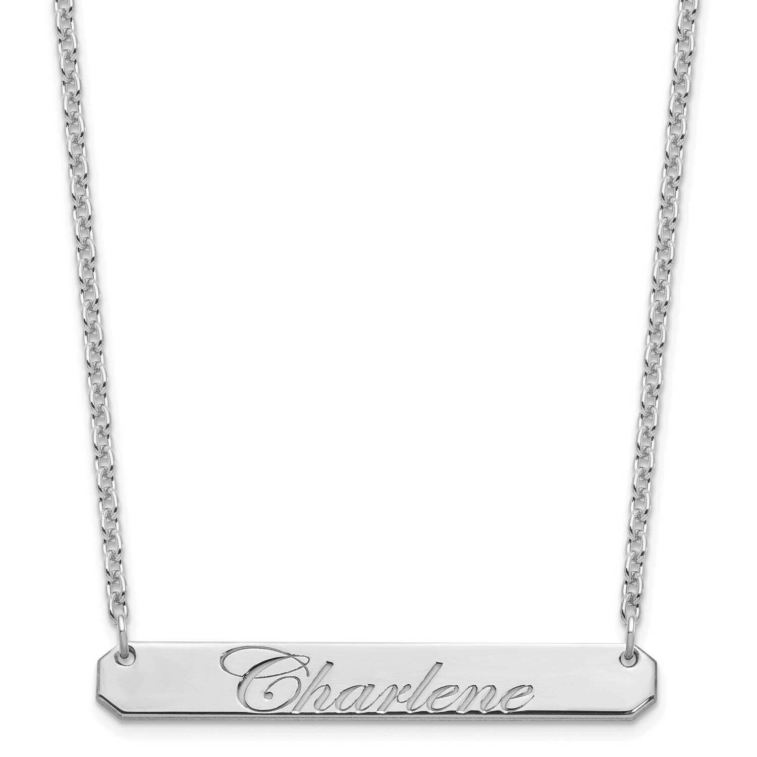 Medium Polished Edwardian Script Bar Necklace Sterling Silver Rhodium-plated XNA1220SS, MPN: XNA122…