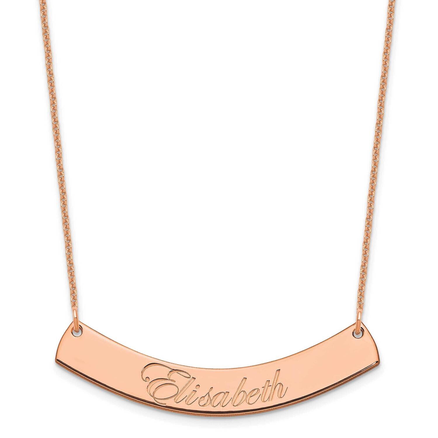 Polished Curved Edwardian Script Bar Necklace 14k Rose Gold Medium XNA1222R, MPN: XNA1222R,
