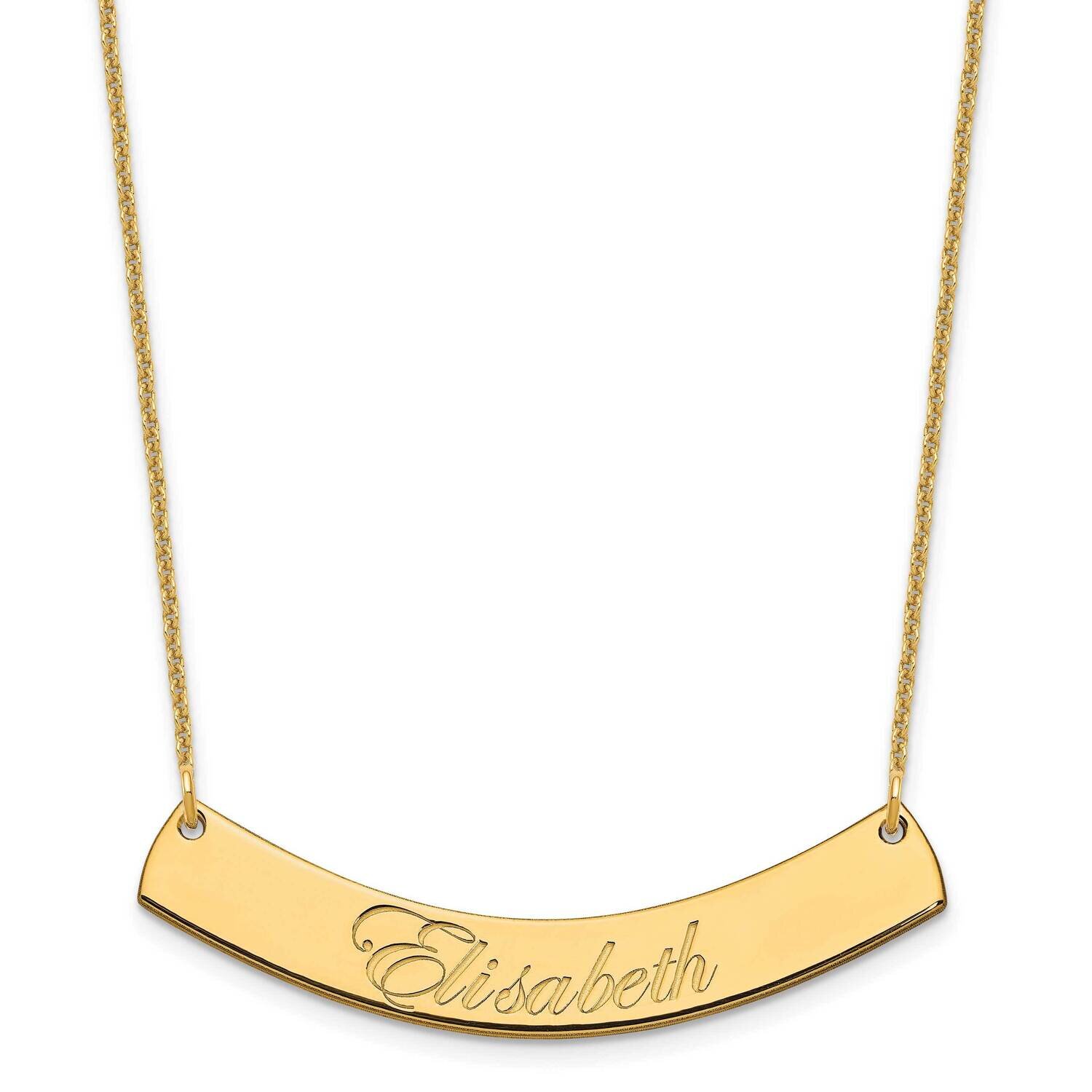 Polished Curved Edwardian Script Bar Necklace 14k Gold Medium XNA1222Y, MPN: XNA1222Y,