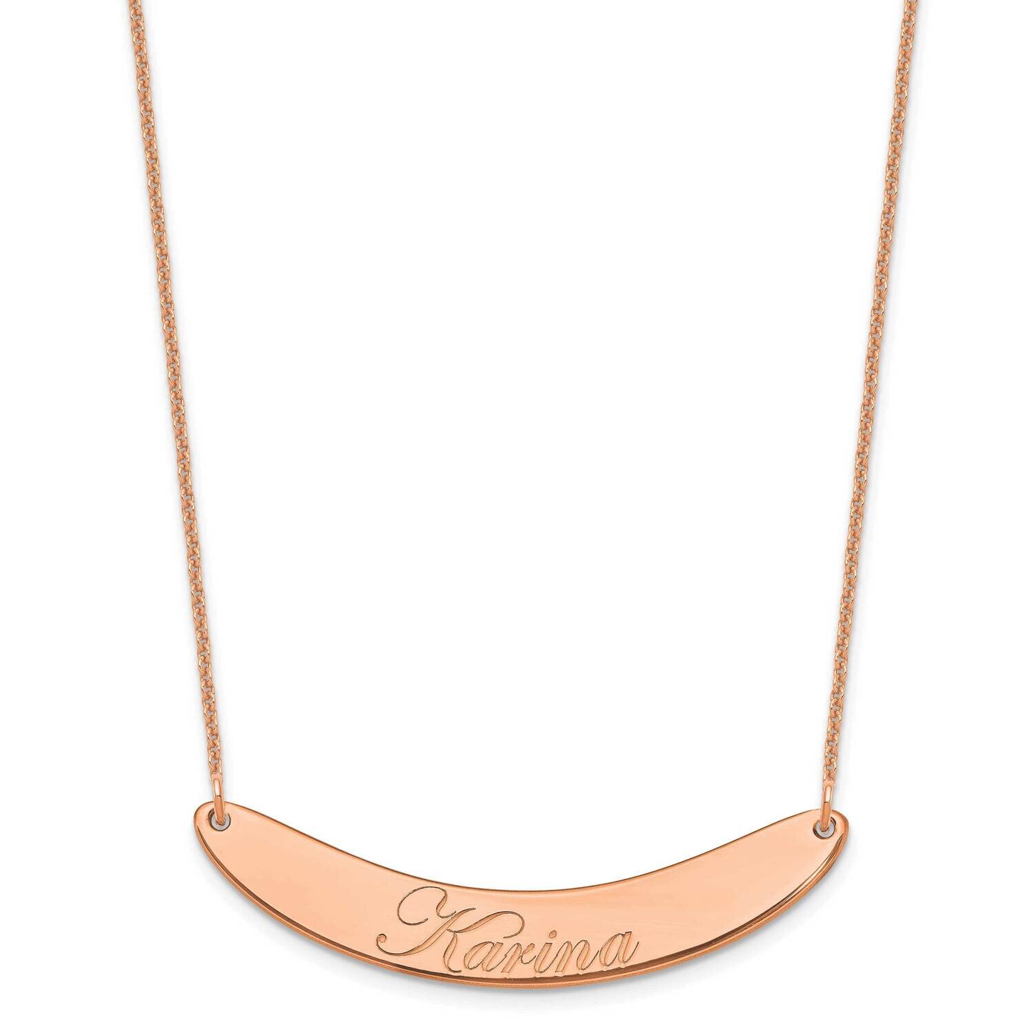 Polished Curved Edwardian Script Bar Necklace 14k Rose Gold Medium XNA1223R, MPN: XNA1223R,