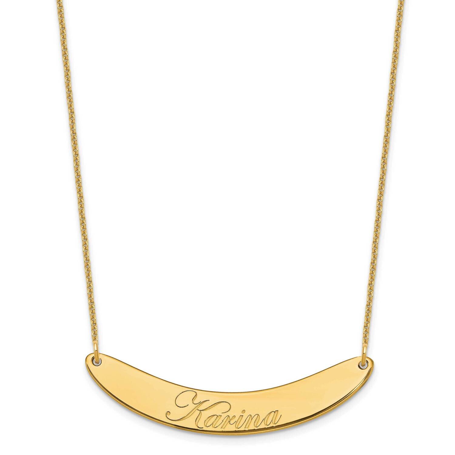 Polished Curved Edwardian Script Bar Necklace 14k Gold Medium XNA1223Y, MPN: XNA1223Y,