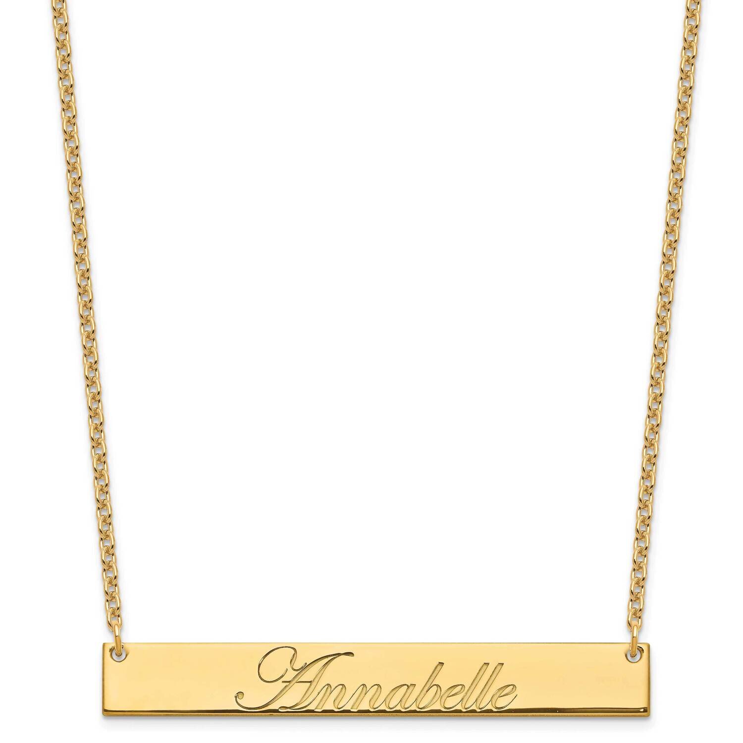 Large Polished Edwardian Script Bar Necklace Sterling Silver XNA1224GP, MPN: XNA1224GP,