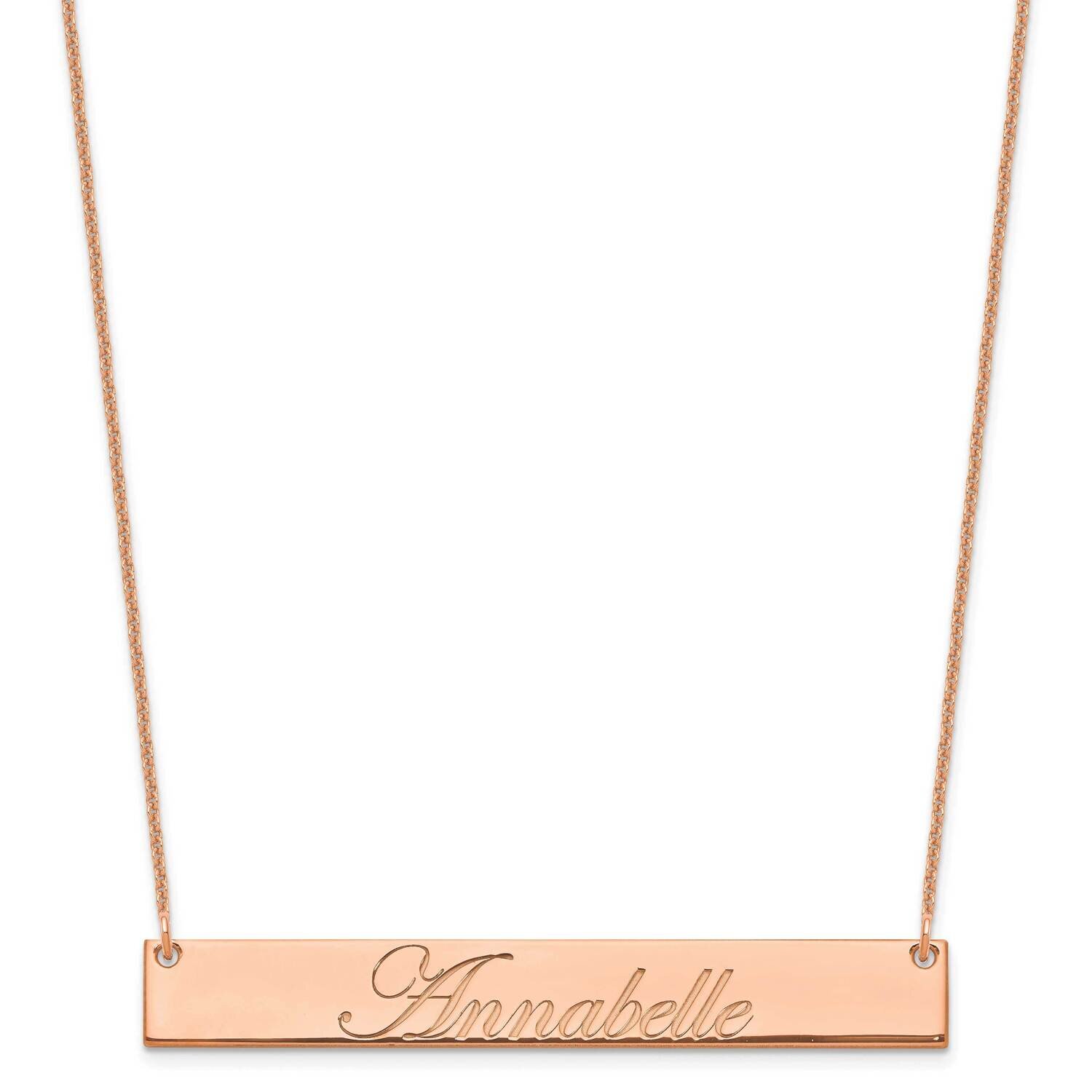 Polished Edwardian Script Bar Necklace 14k Rose Gold Large XNA1224R, MPN: XNA1224R,