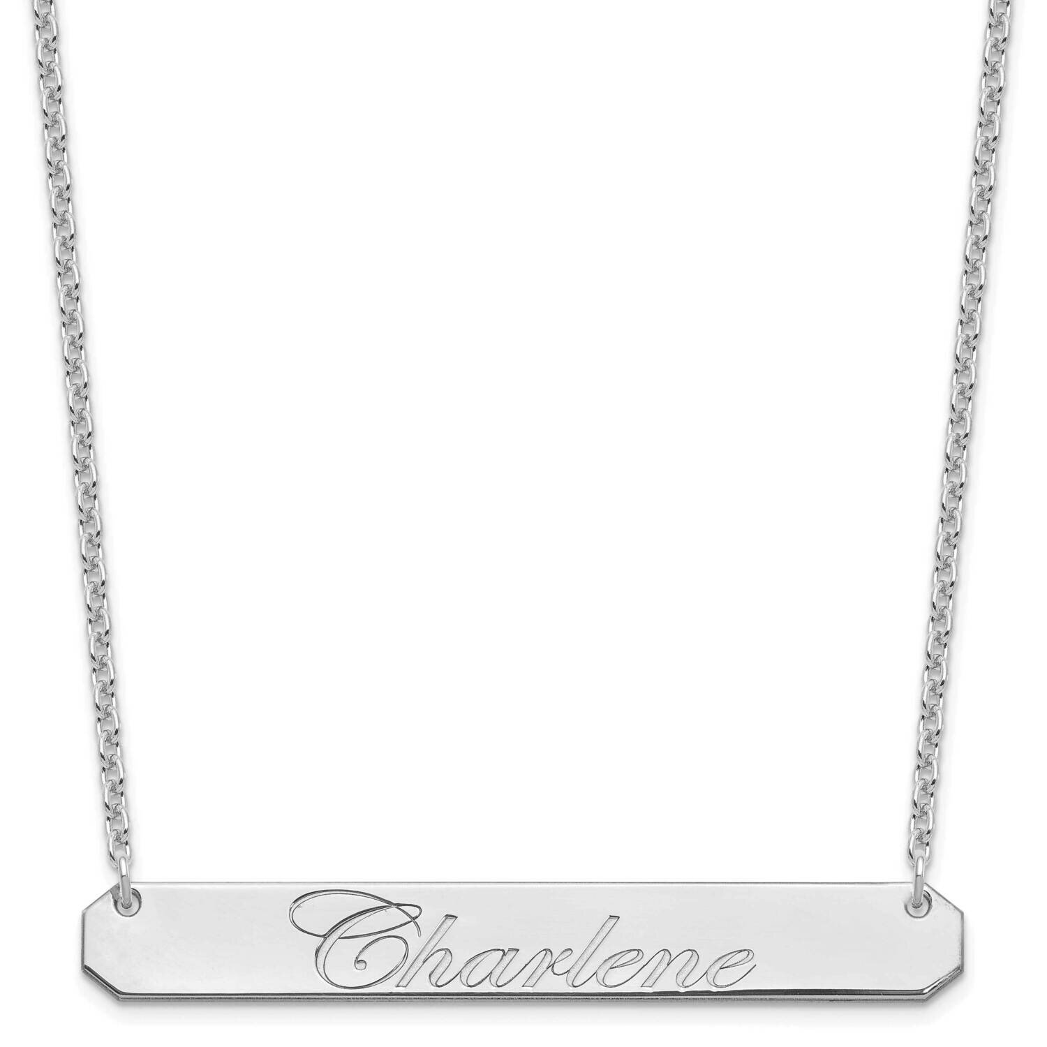 Large Polished Edwardian Script Bar Necklace Sterling Silver Rhodium-plated XNA1225SS, MPN: XNA1225…