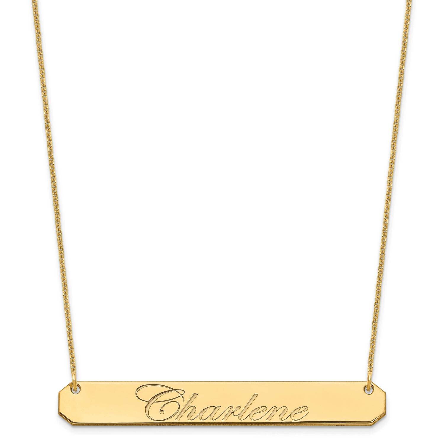 Polished Edwardian Script Bar Necklace 14k Gold Large XNA1225Y, MPN: XNA1225Y,