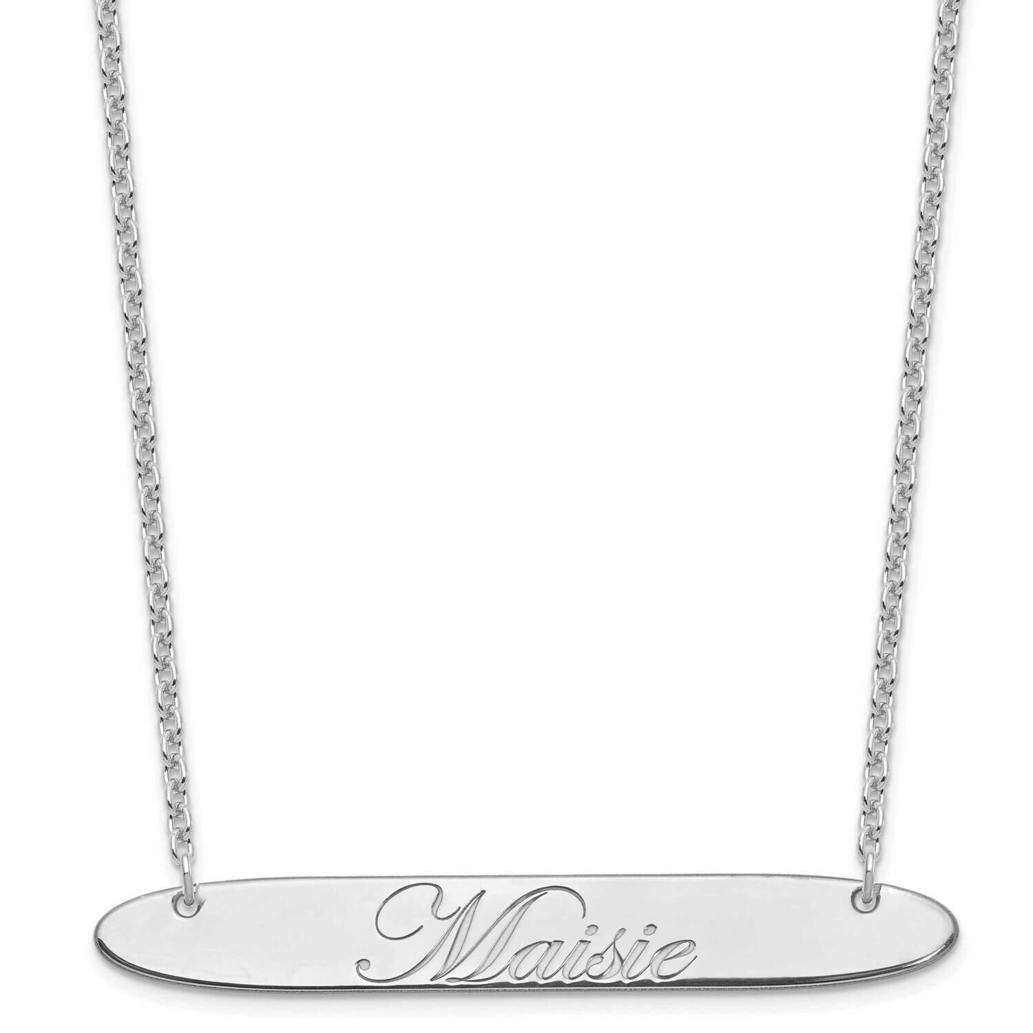 Large Polished Oblong Edwardian Script Bar Necklace Sterling Silver Rhodium-plated XNA1226SS, MPN: …