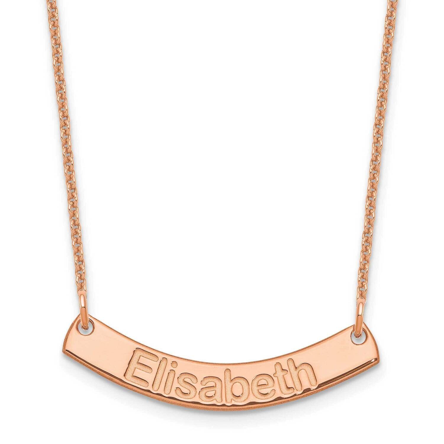 Polished Curved Arial Rounded Bar Necklace 14k Rose Gold Small XNA1234R, MPN: XNA1234R,