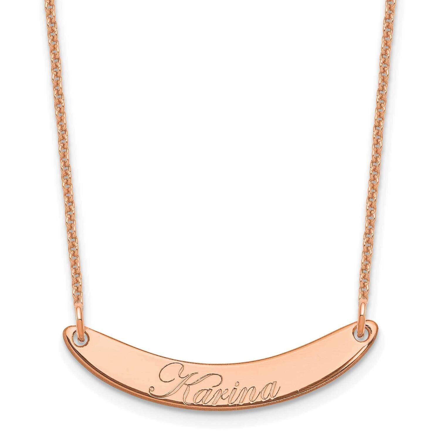 Polished Curved Edwardian Script Bar Necklace 14k Rose Gold Small XNA1235R, MPN: XNA1235R,