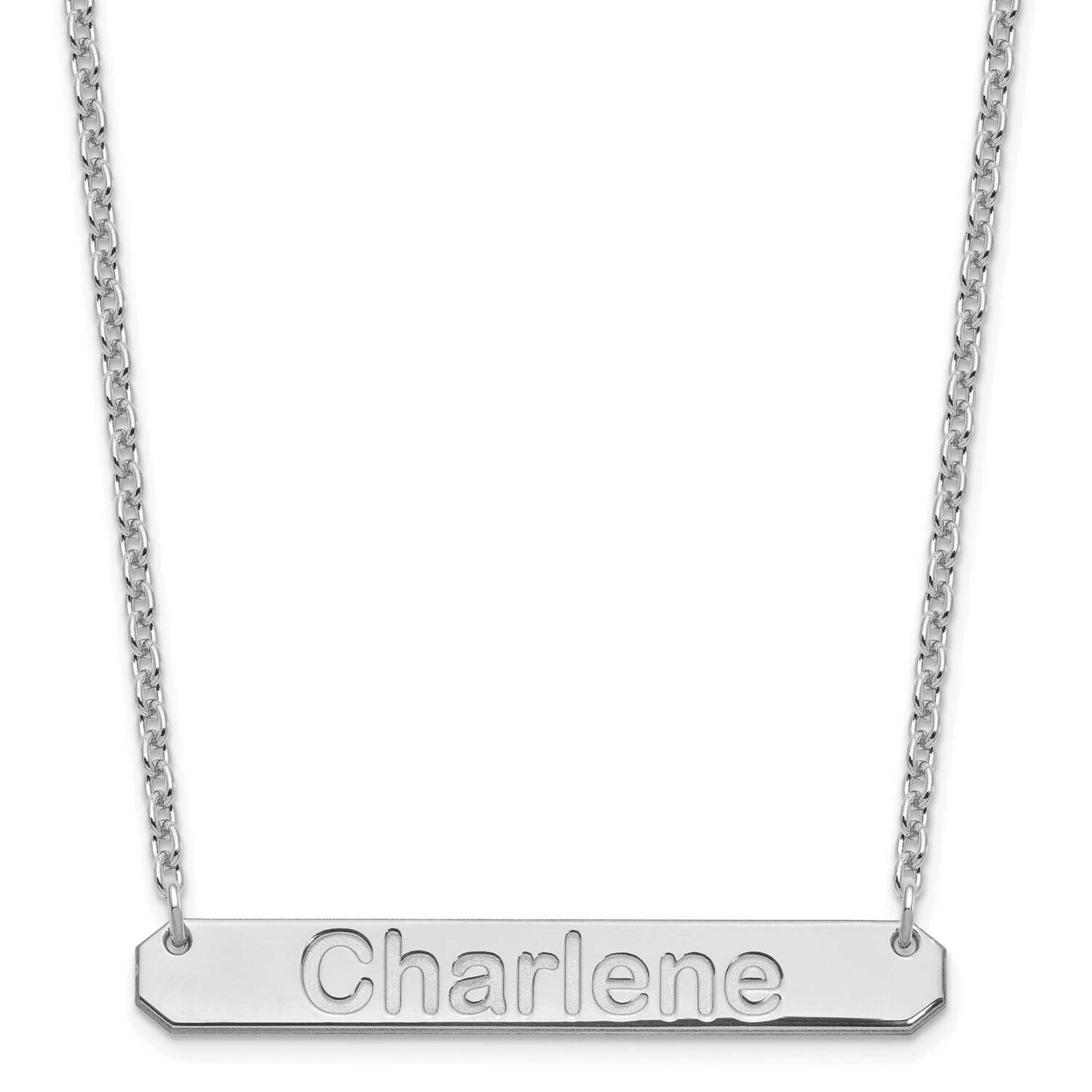 Medium Polished Arial Rounded Bar Necklace Sterling Silver Rhodium-plated XNA1237SS, MPN: XNA1237SS,
