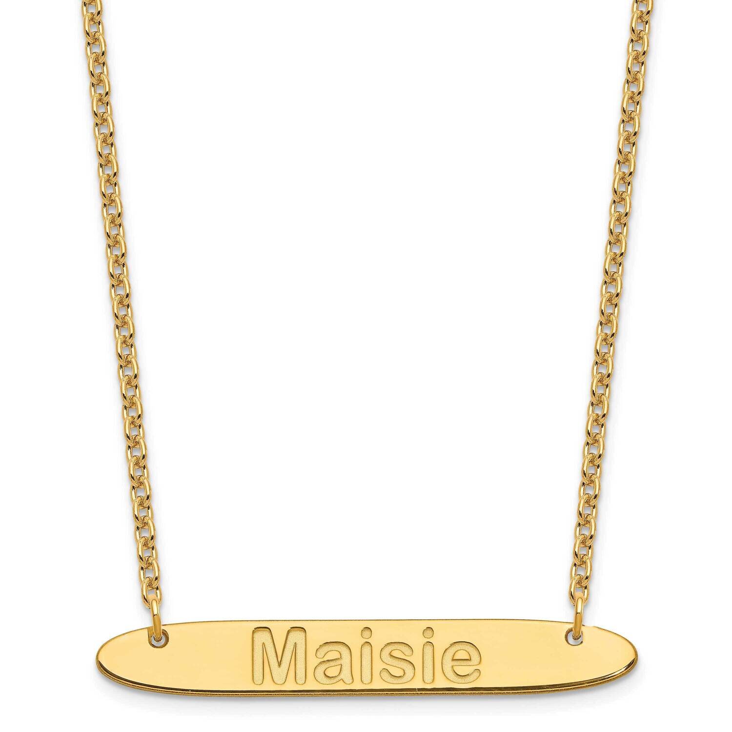 Medium Polished Oblong Arial Rounded Bar Necklace Gold-plated Sterling Silver XNA1238GP, MPN: XNA12…